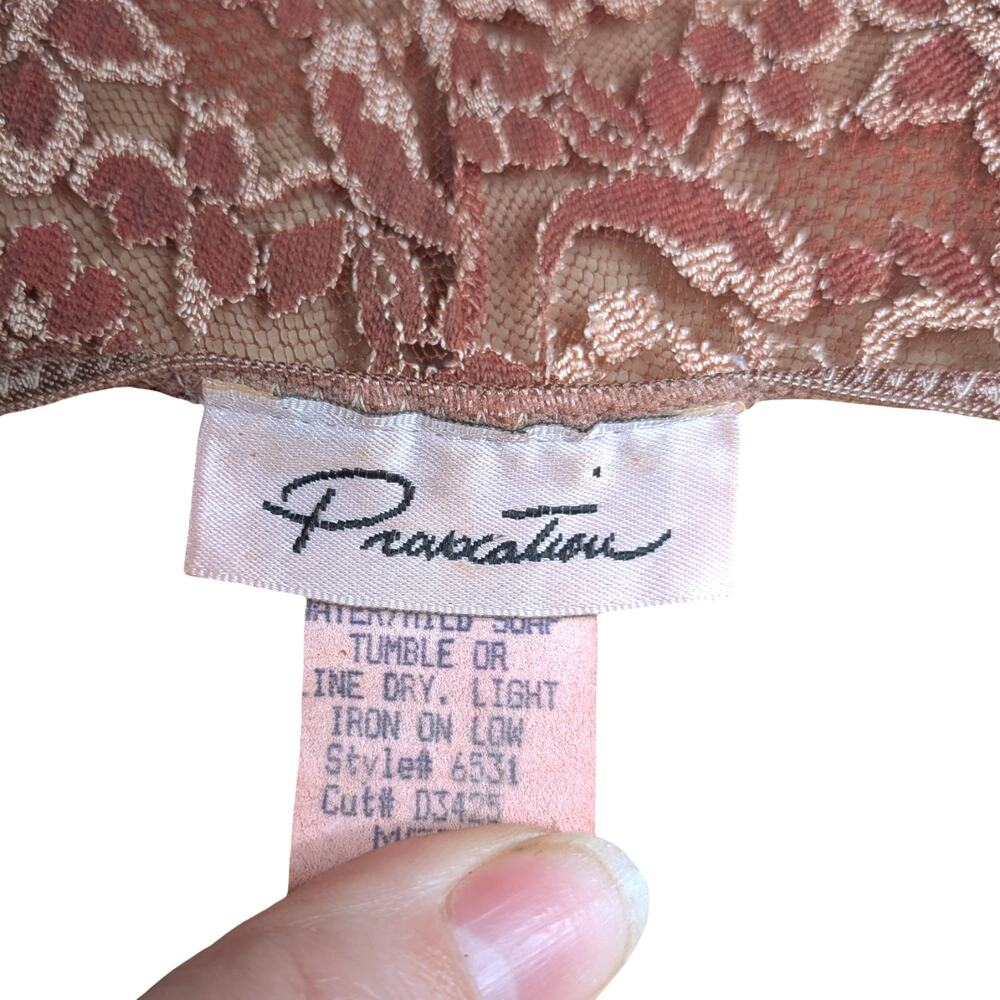 Vtg 90s Provocation Burnt Orange Lace Bodysuit M Sheer Floral Grunge Snap Bottom - Picture 7 of 10